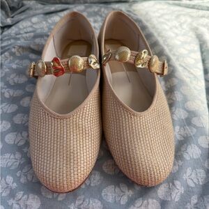 Dolce Vita Beige Flats with Gold Embellishments